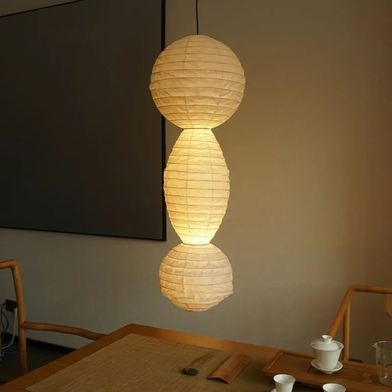 Noguchi pendant lamp long round paper hanging lamp Japanese Art lantern light Creative Living Room Bedroom hotel loft light