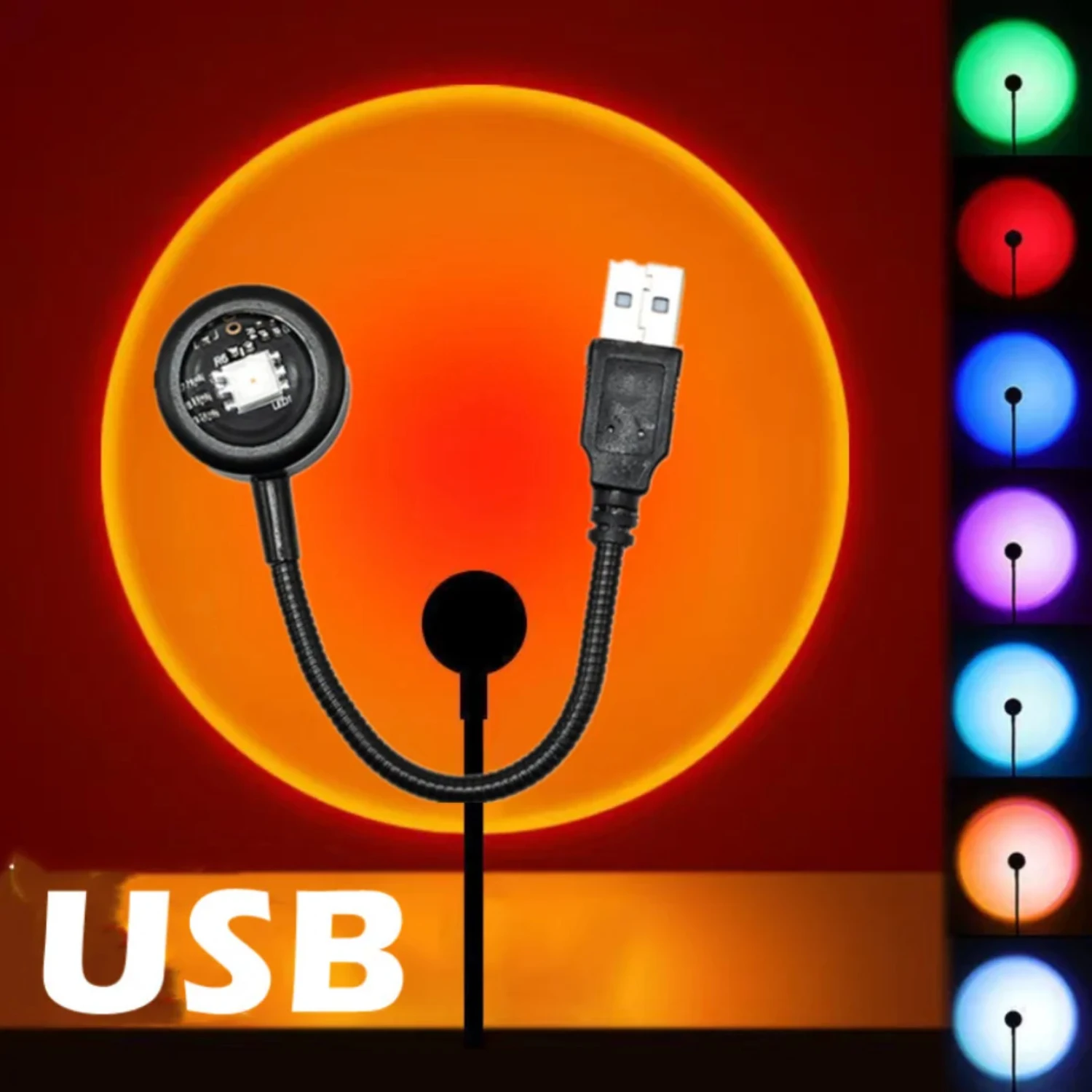 

Sunset Lamp LED USB Rainbow Neon Night Light Projector Photography Wall Atmosphere Lighting Bedroom Decor Gift