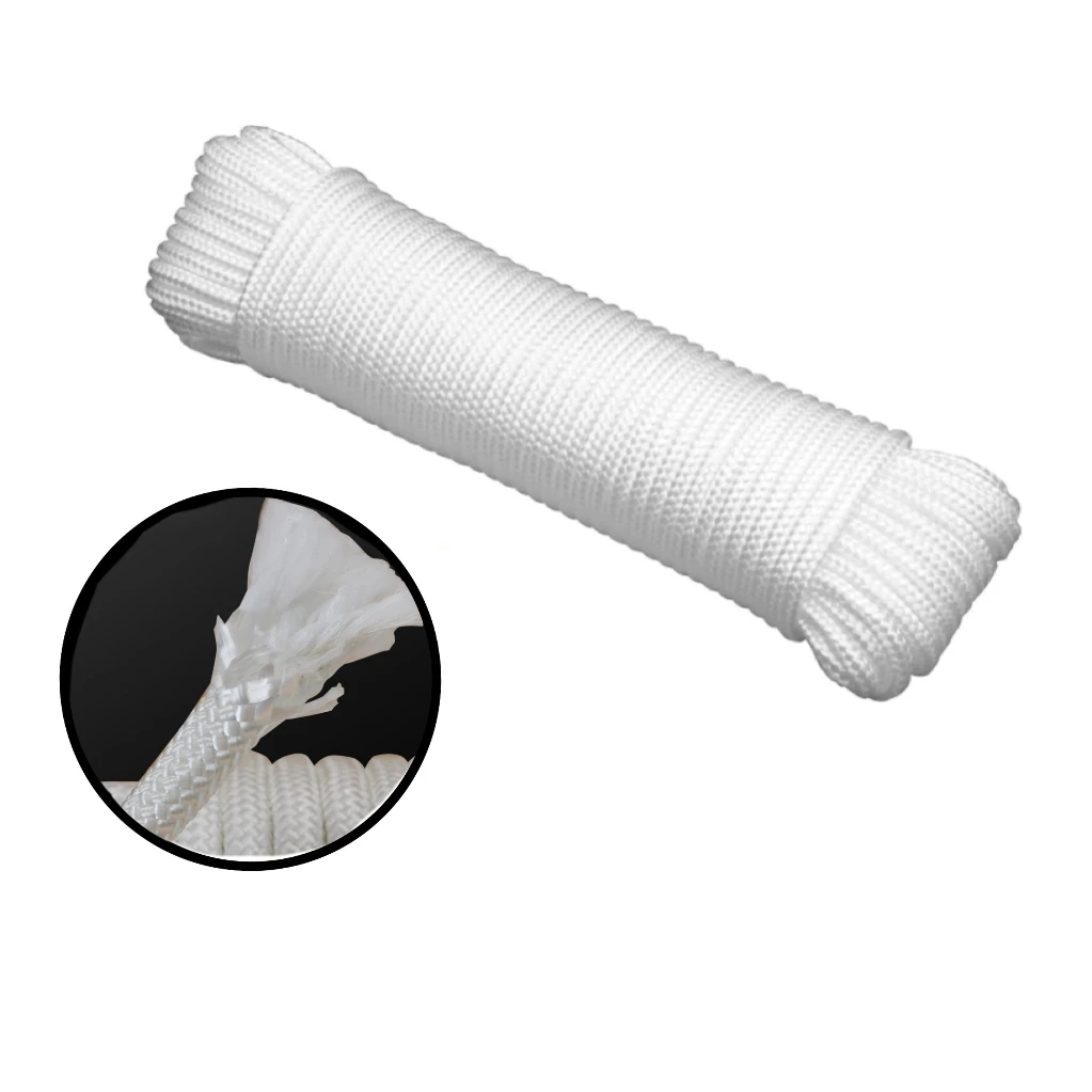 3/16 100 FT Multi-Functional Woven Nylon Rope - Waterproof, Heavy-Duty Durable - For Flag Flying, Clothes Drying, Hiking & More.