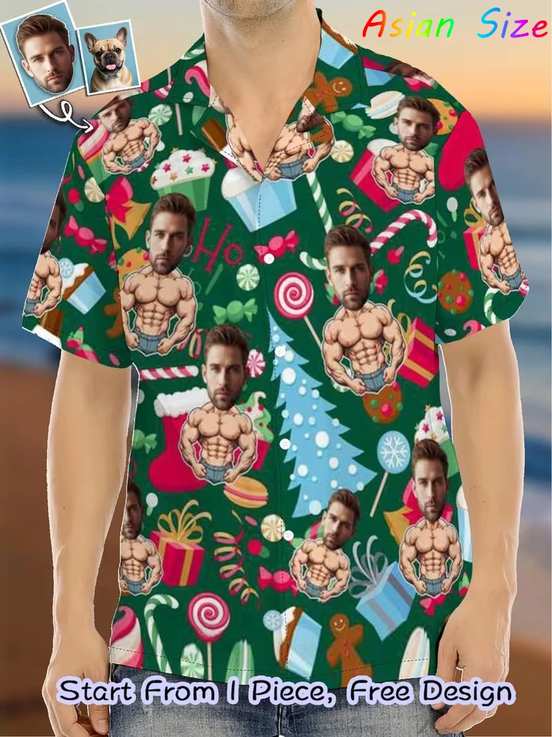 

Забавная рождественская шляпа, рубашки с графическим рисунком для мужчин, Гавайская блузка с 3D принтом, веселая рождественская блузка с лацканами, персонализированные блузки по индивидуальному заказу