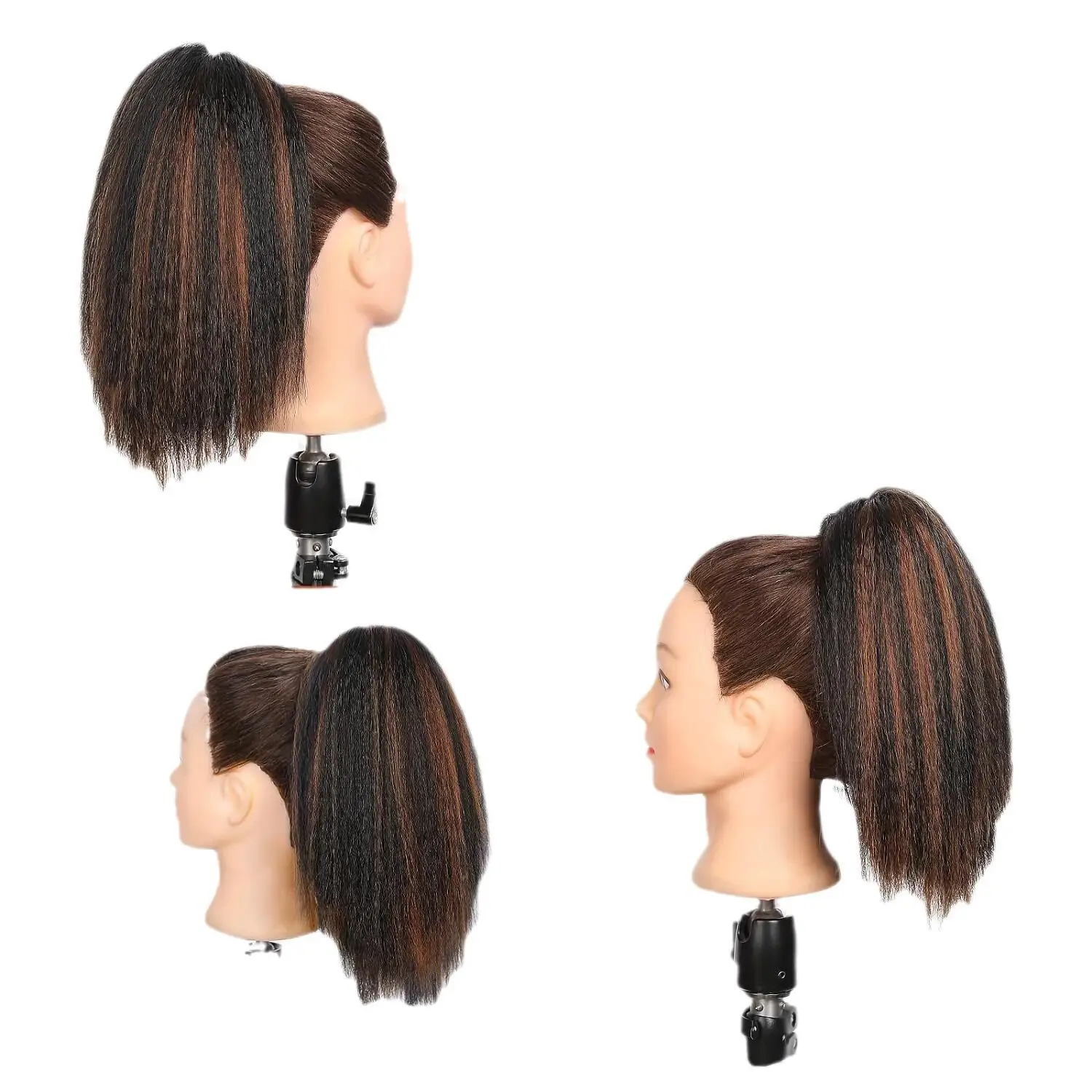 Yaki Wig ekor kuda wanita, temperamen populer rambut panjang kepang poni kasual 12 inci halus Wig ekor kuda lurus wanita