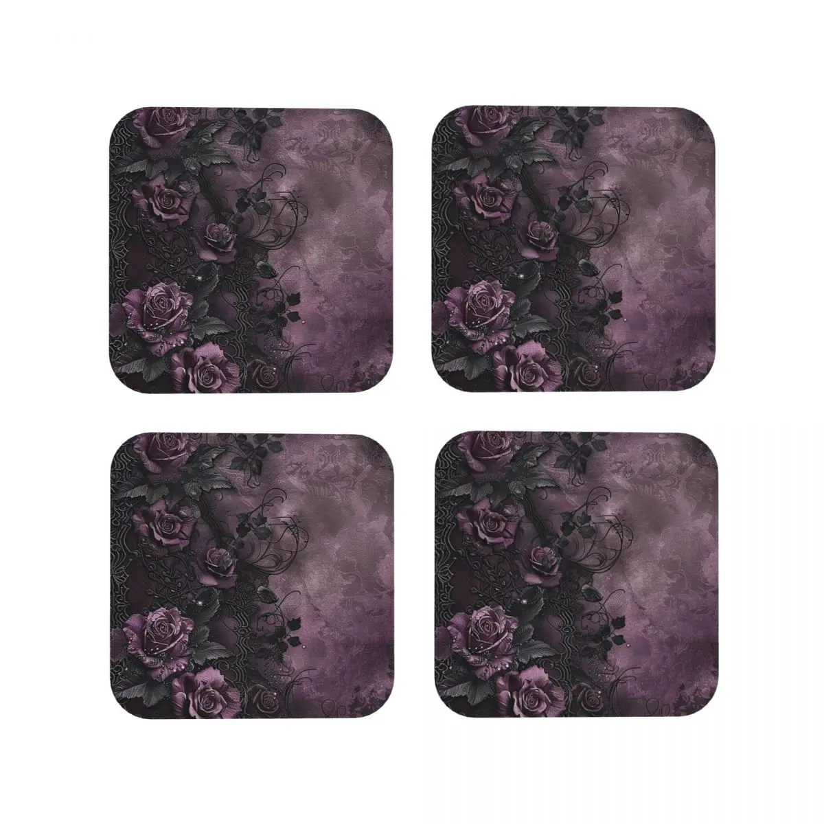 

Темные цветочные и кружевные подставки, кухонные салфетки, изоляционные коврики для чашек, кофейные коврики для декора, домашняя посуда, подушечки, набор из 4 шт.