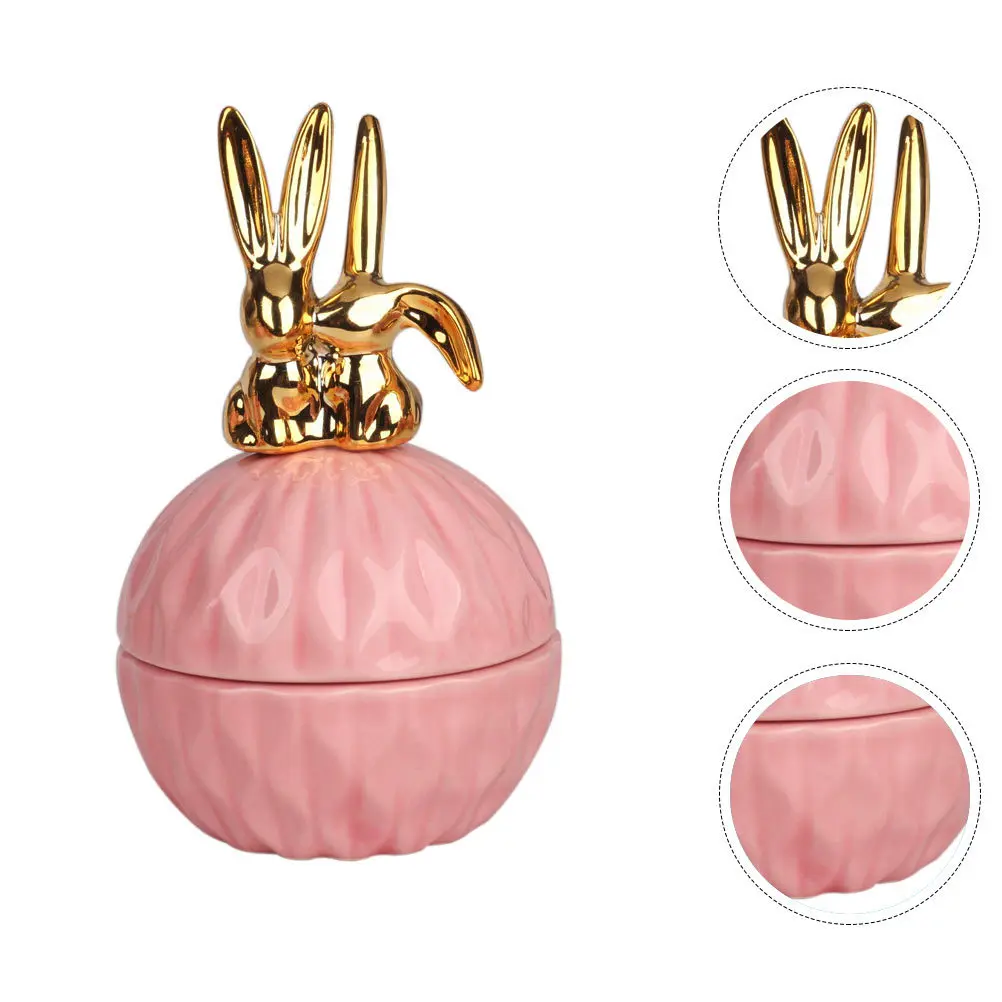 Ceramic Ring Jewelry Box Pink Candy Container Creative Storage for Candy Snacks Gift Bottle Party Decor