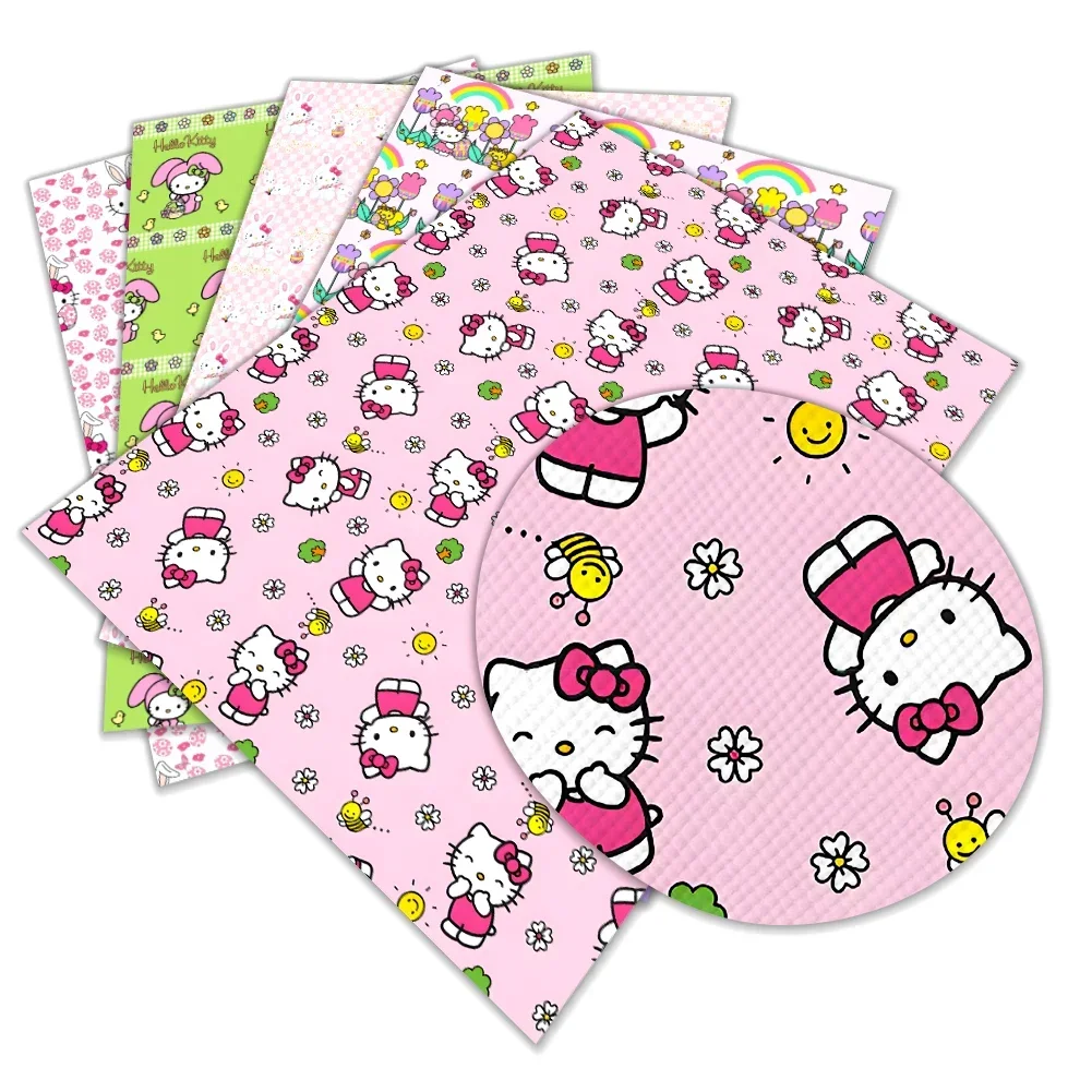 

Sanrio Cartoon Hello Kitty Easter Day Theme Printed Faux Leather Sheets Vinyl Sheets DIY Earring Hair Bow Crafts Leather 12*8"