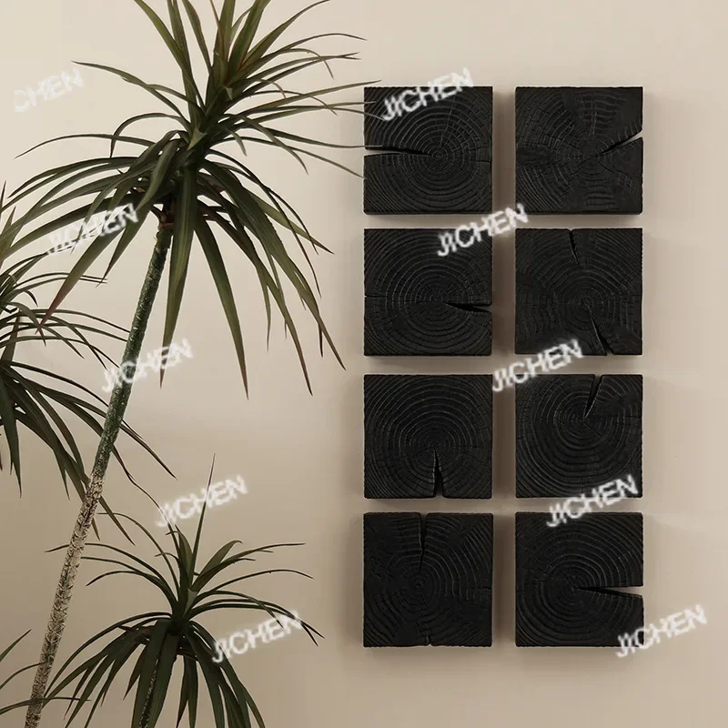 

HS Wuju карбонизированный деревянный блок wabi-**** ветер орнамент художественный кулон украшение стены украшение дома ретро декор стены входа