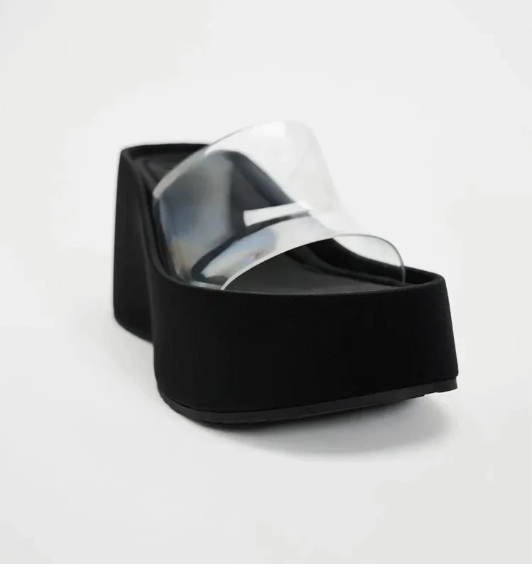 الشرائح كعب أسافين شفافة للنساء ، النعال منصة السيدات ، الشقق الشاطئ عارضة ، أزياء أنيقة ، الصيف #5