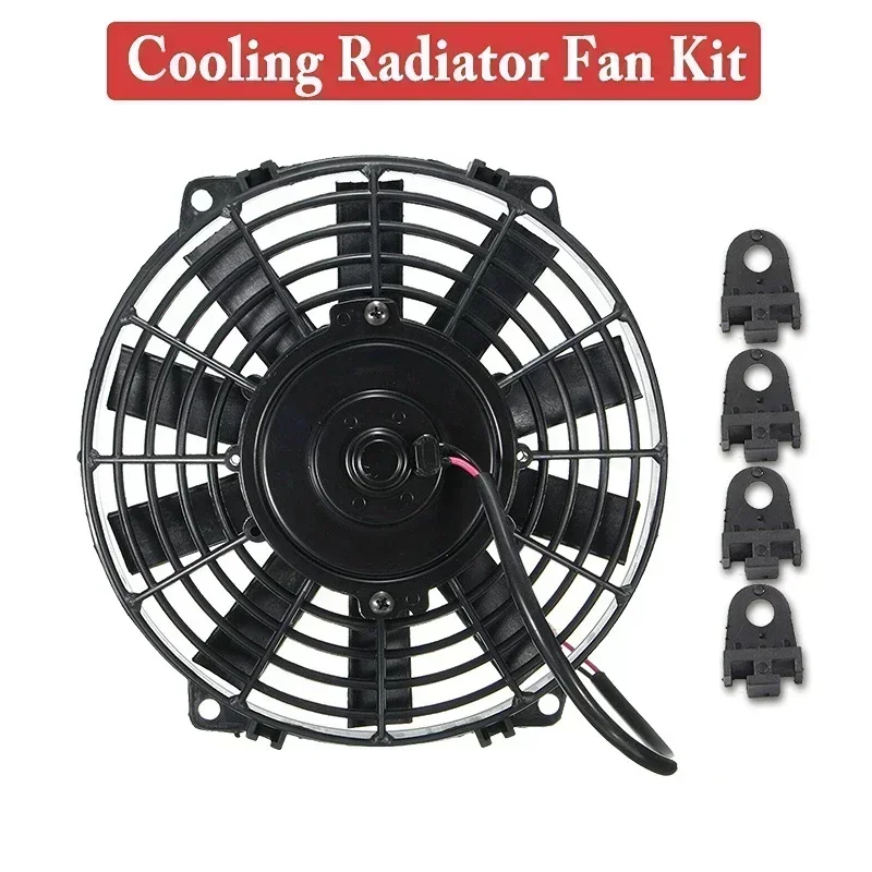 

8 9 10 12 14 Inch Universal Slim Fan Push Pull Electric Radiator Fan Air-Sucking Type Cooling & Mounting Kit 12V 80W 2100RPM