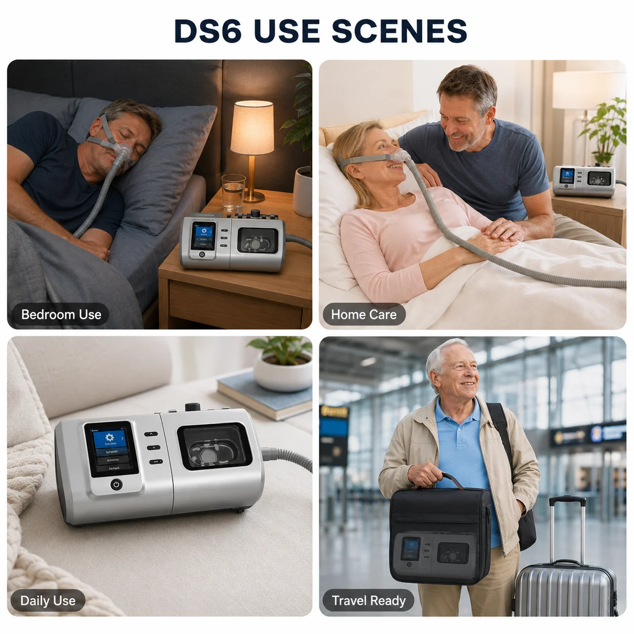 Resoxy DS6 Auto CPAP Machine Automatic Pressure Adjustment Device For Sleep Heated 28dB Low Noise with SD-card For Home Travel
