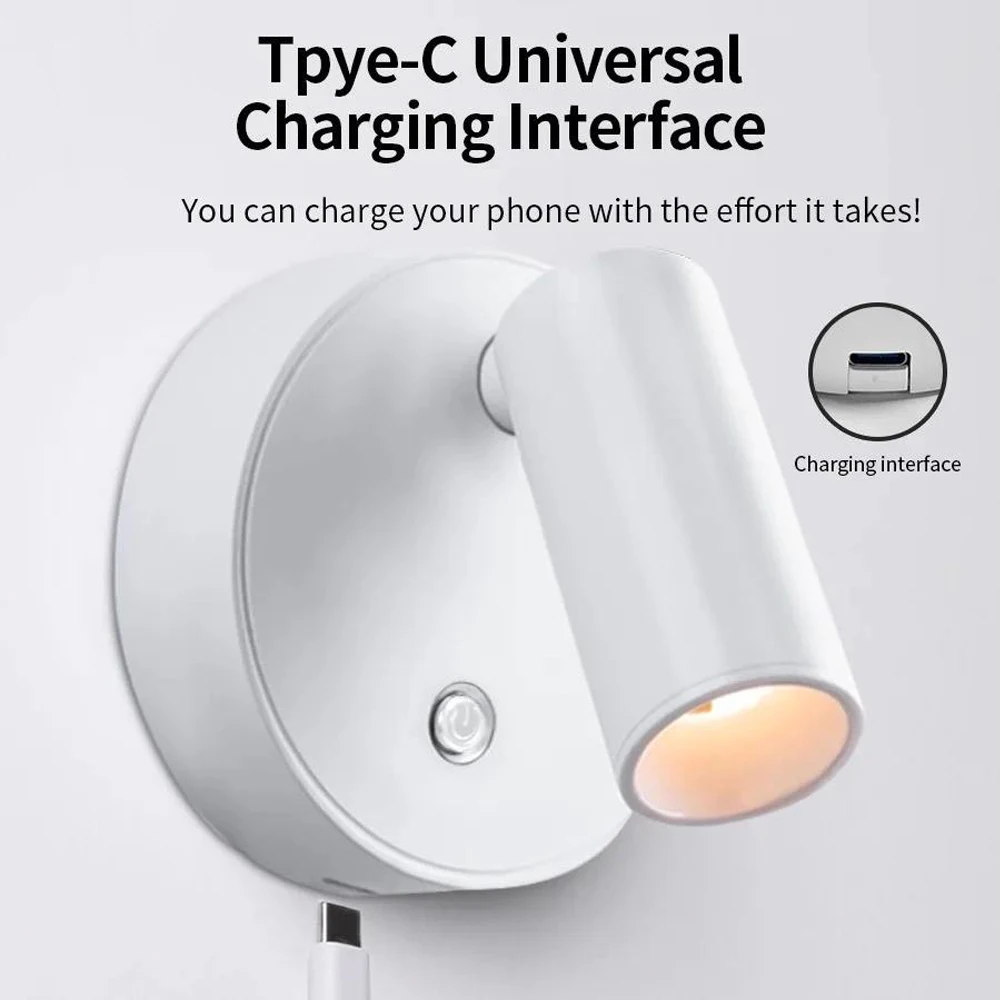 Usb recarregável abs led moderno magnético sem fio holofote toque sensitove cabeceira armário 3 cores lâmpada de parede regulável