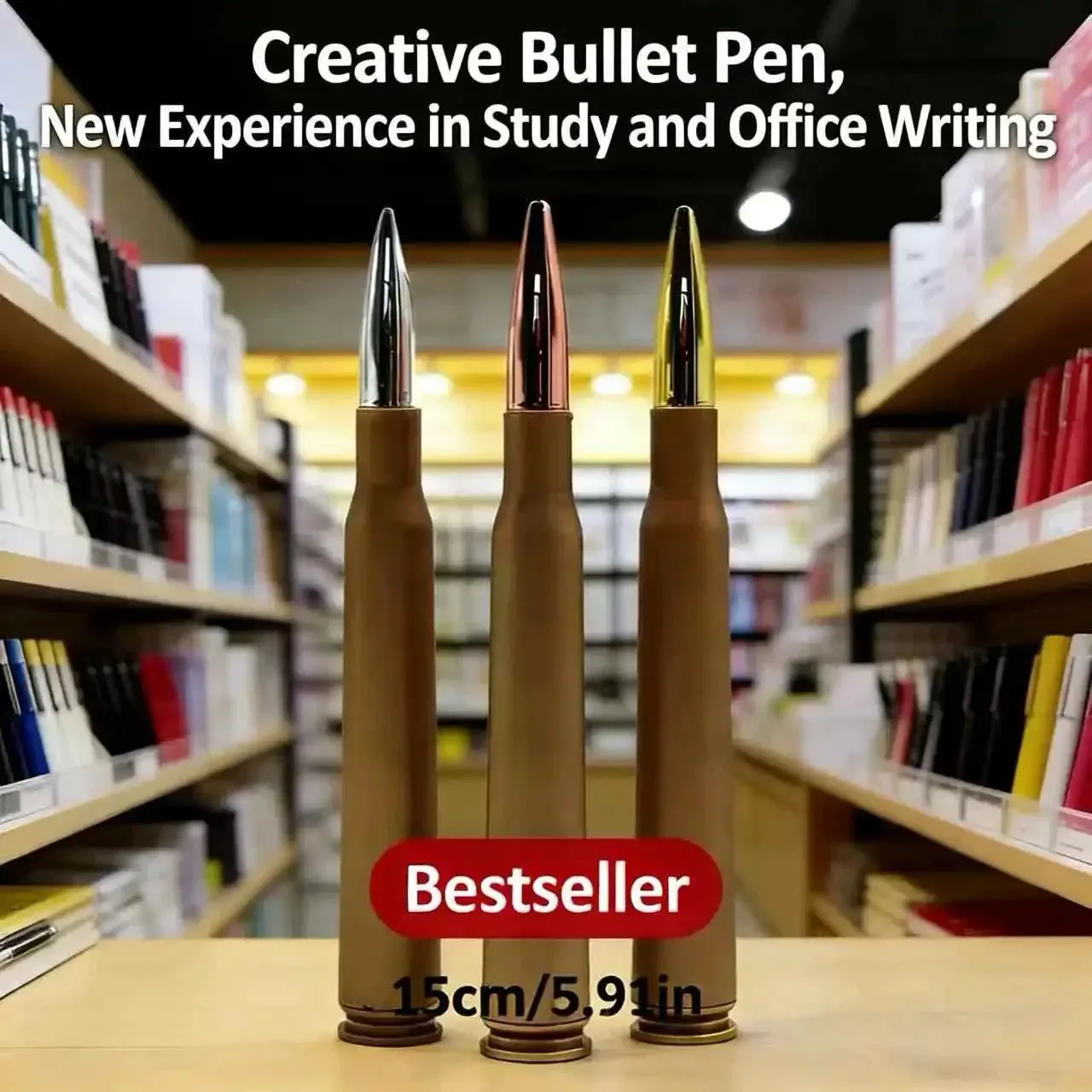 

Набор из 3 шариковых ручек в форме пули случайных цветов, дизайн Barrett Bullet, креативные и реалистичные, персонализированные гелевые ручки, R