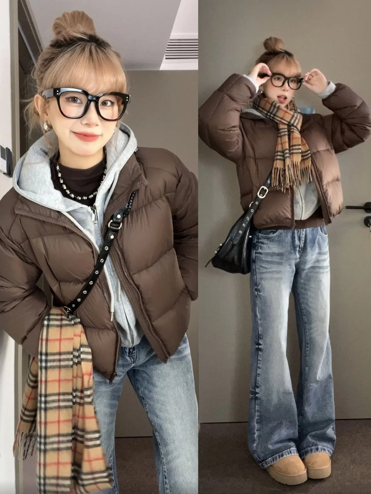 

Women's ort Thiened Winter down Cotton Jaet Bread Sle Warm Coat Stand Collar Zipper Closure Korean Version Pure Color