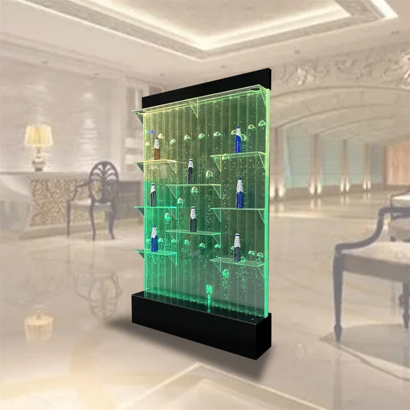Custom.Light up الأثاث خزانة بار ويسكي النبيذ المشروبات الرف الزاوية خزائن عرض الخمور