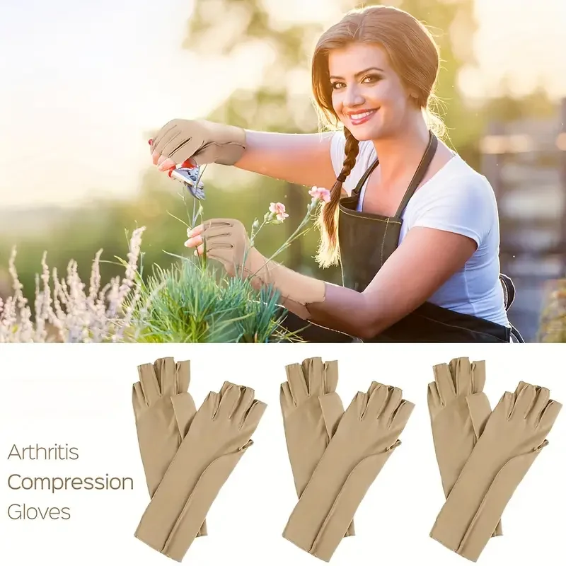 1 Pair Arthritis Compression Gloves, Fingerless Compression Glove For Arthritis For Men & Women, Open Finger Compression Glove