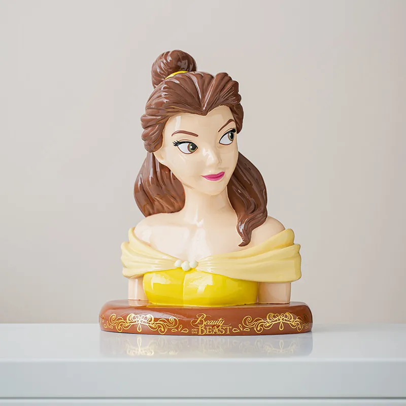 Figuras de Anime de Disney, Alcancía de Cerámica con Diseño de la Princesa Bella, Modelo Artesanal de Dibujos Animados, Escultura de La Bella y la Bestia, Regalo