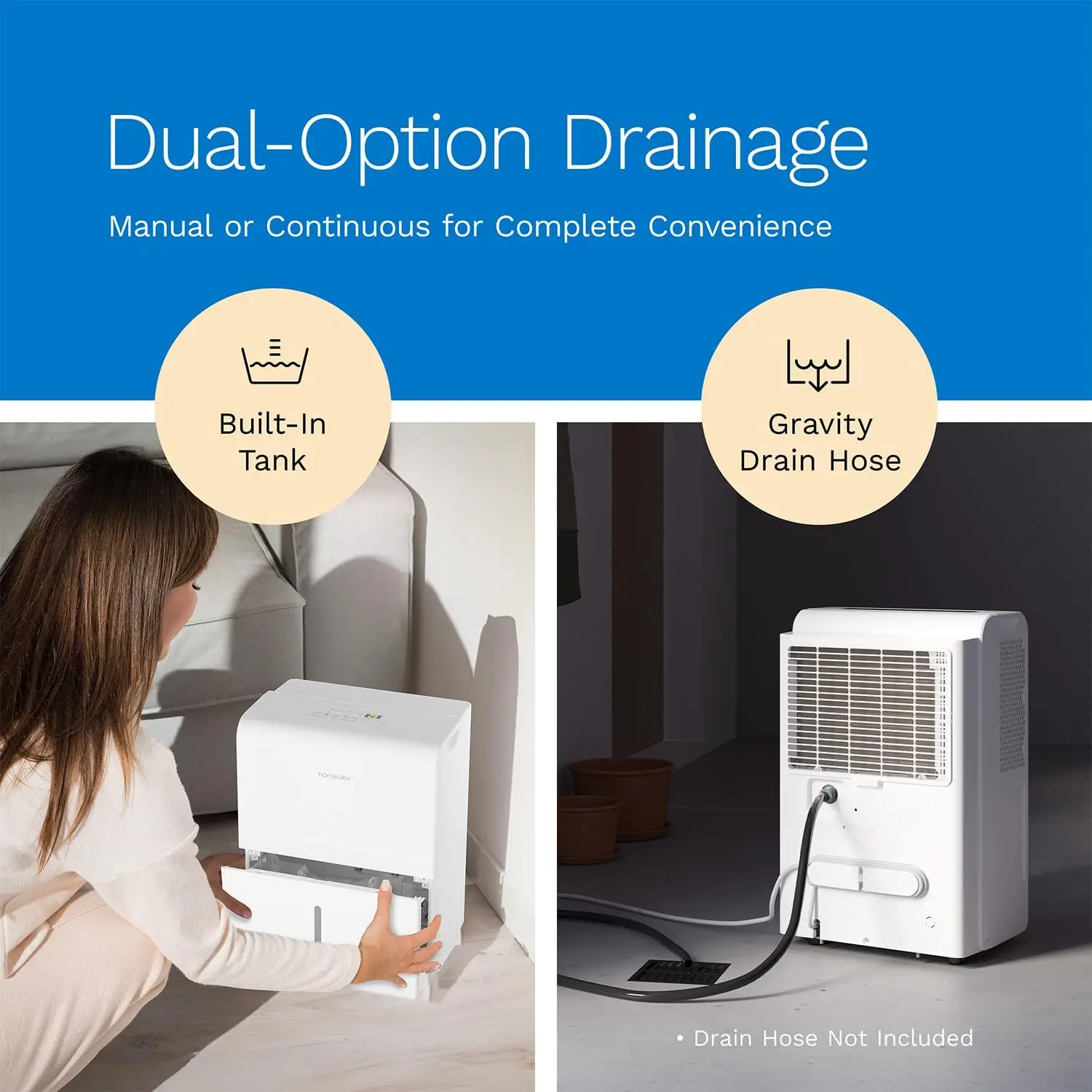 1,500 Sq. Ft. WiFi-Enabled Dehumidifier, Small to Medium Size Rooms - Home, Bedroom, Bathroom - Powerful Moisture Remov