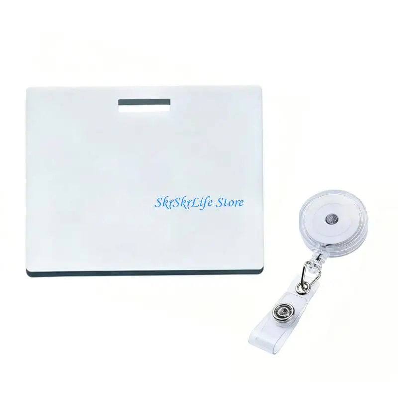 E65E Double Sided Writable Memo Note Card with Badge Clip Erasable Silicone Note Board for Office School Meeting Reminder
