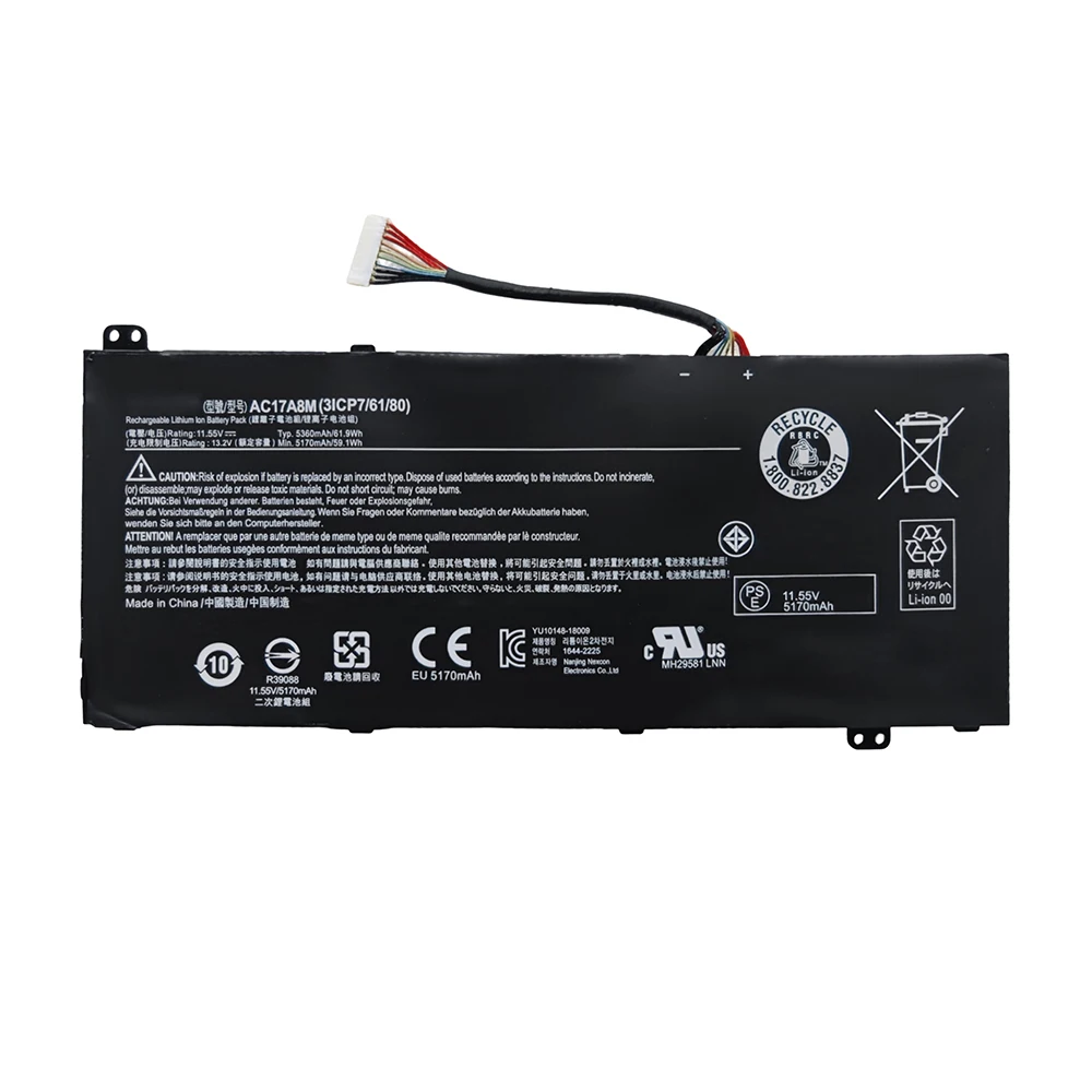 7XINbox AC17A8M 11.55V 61.9Wh 5360mAh Laptop Battery For Acer Spin 3 SP314-52 TravelMate X40-51 X30-51 X3410 Series Free tools