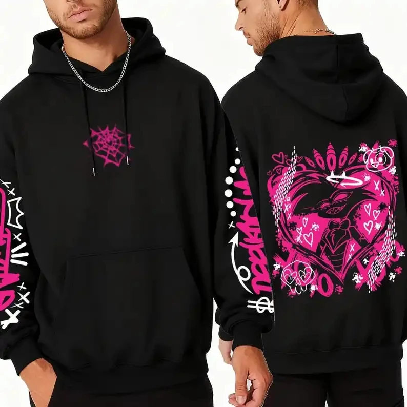 Hazbin Hotel Übergroßes Unisex-Sweatshirt für Anime-Liebhaber, Sport-Grafik-Hoodies, Harajuku, hochwertiges Fleece, warm, lässig, bequem – Detail 6