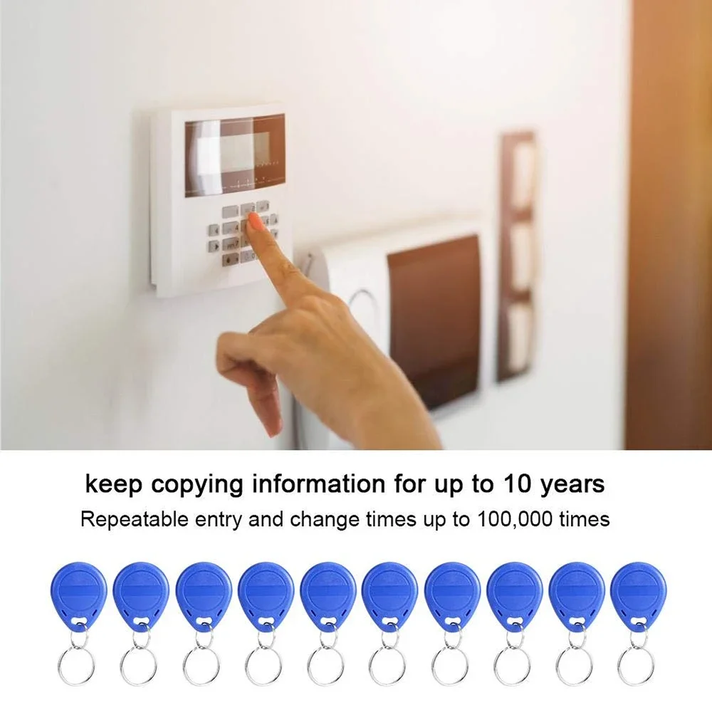 

10 шт., записываемый RFID-брелок 125 кГц, бесконтактный брелок для ID HID-карты, жетонная бирка, перезаписываемая T5577/CET5577, универсальные синие пустые бирки