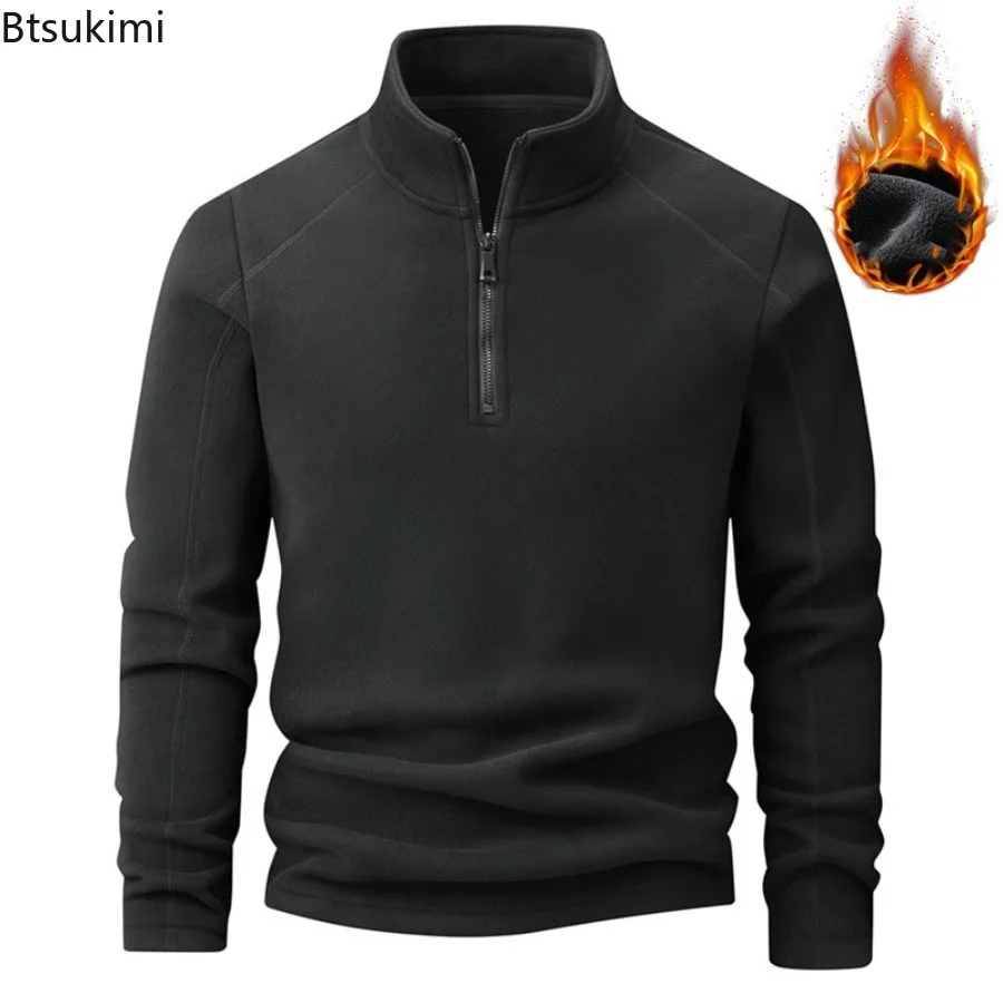 Oversized Sweatshirts for Men Autumn Winter Thicken Fleece Long Sleeve Hoodies Men's Fashion Stand Collar Warm Pullover Tops 9XL