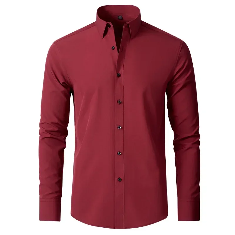 

XXXS~3XL shirt men large size four-sided stretch non-ironing men's long-sleeved shirt, mercerized vertical business casual shirt