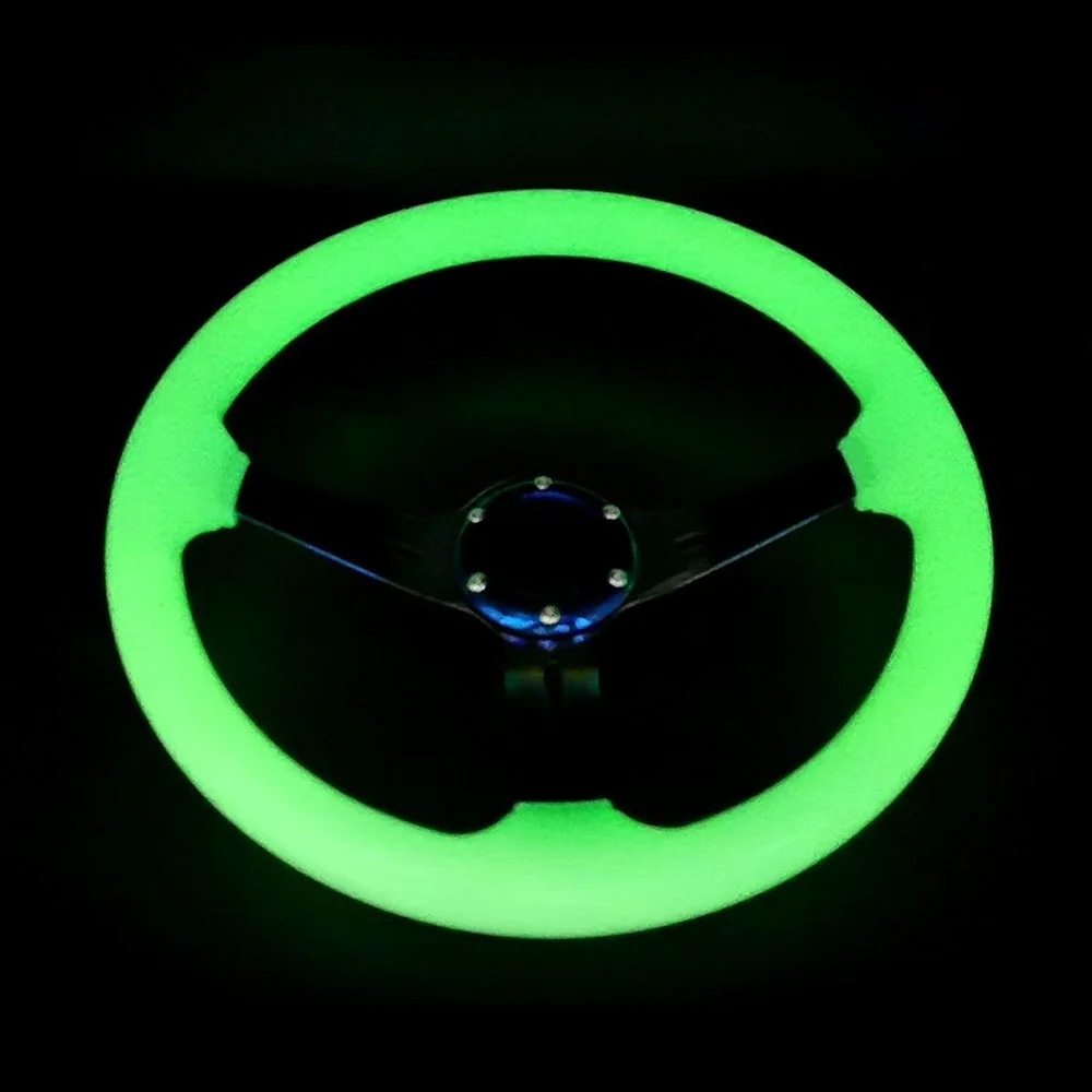 14inch 350MM Steering Wheel & Horn Button 6 Holes Neo Chrome Acrylic Luminous Steering Wheel Depth 71MM LC102088