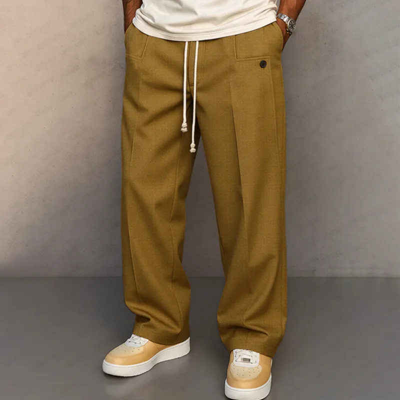 

Men's Button Up Comfortable Everyday Straight Urban Style Drawstring Casual Pants