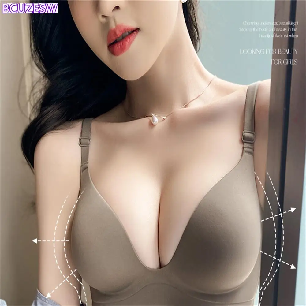 6cm Thickened Deep V Cup Bra Push Up Bras for Women Hide Incorporated Full Back Coverage Lingerie Back Fat Shaper Bra 32-38