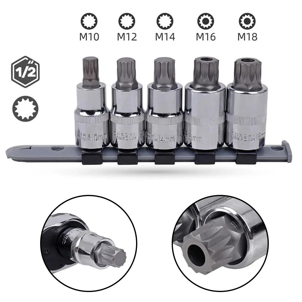 5 pz 1/2 pollici Torx Star chiavi a bussola punte cacciaviti Bit M10 M16 convertitore manicotto adattatore strumento manuale