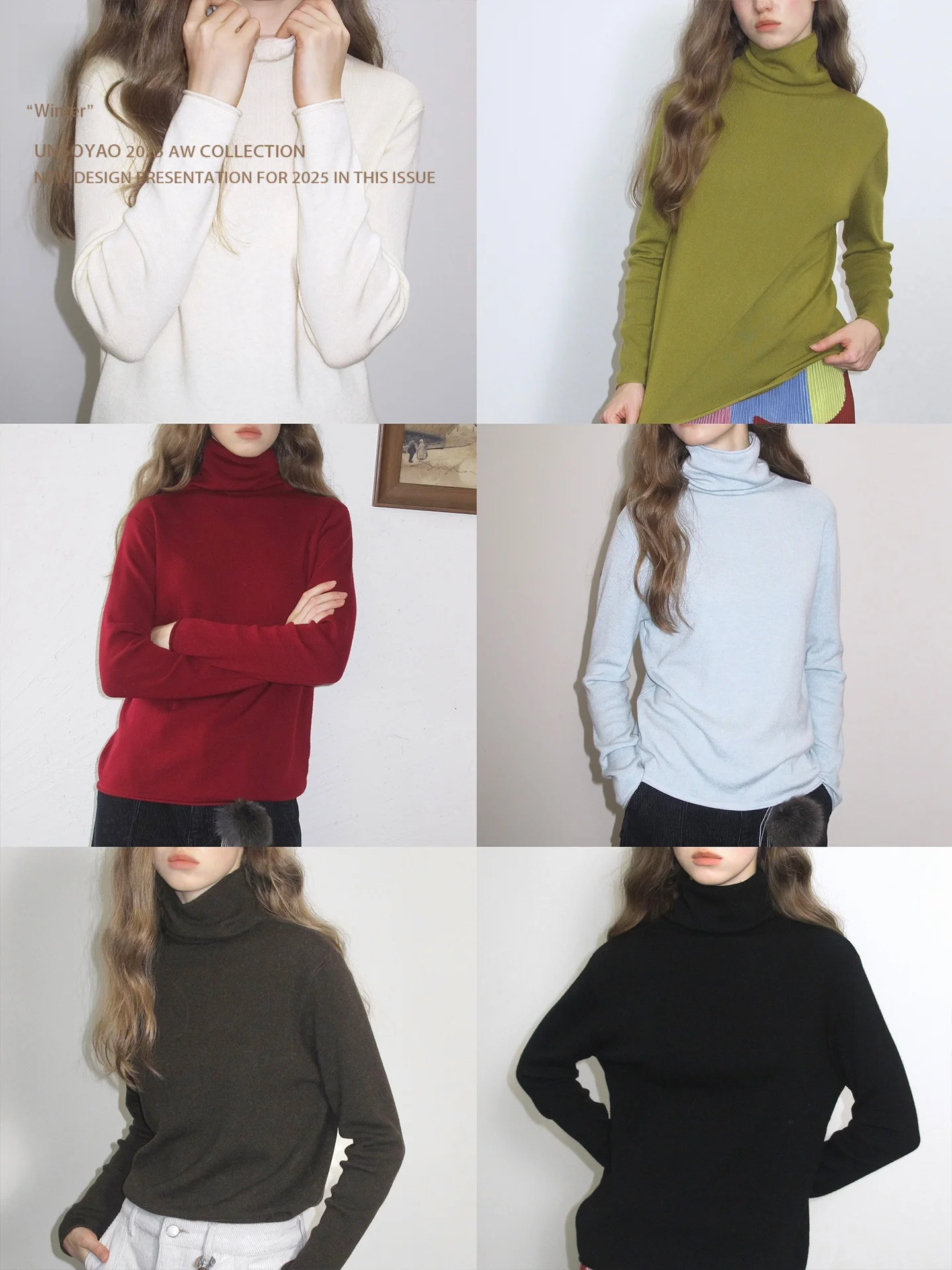 

Comfortable Loose Long Sve Wool Base irt Six Colors Collection Not Tight Ne Elastic Woolen T-irt for Women Winter 2025
