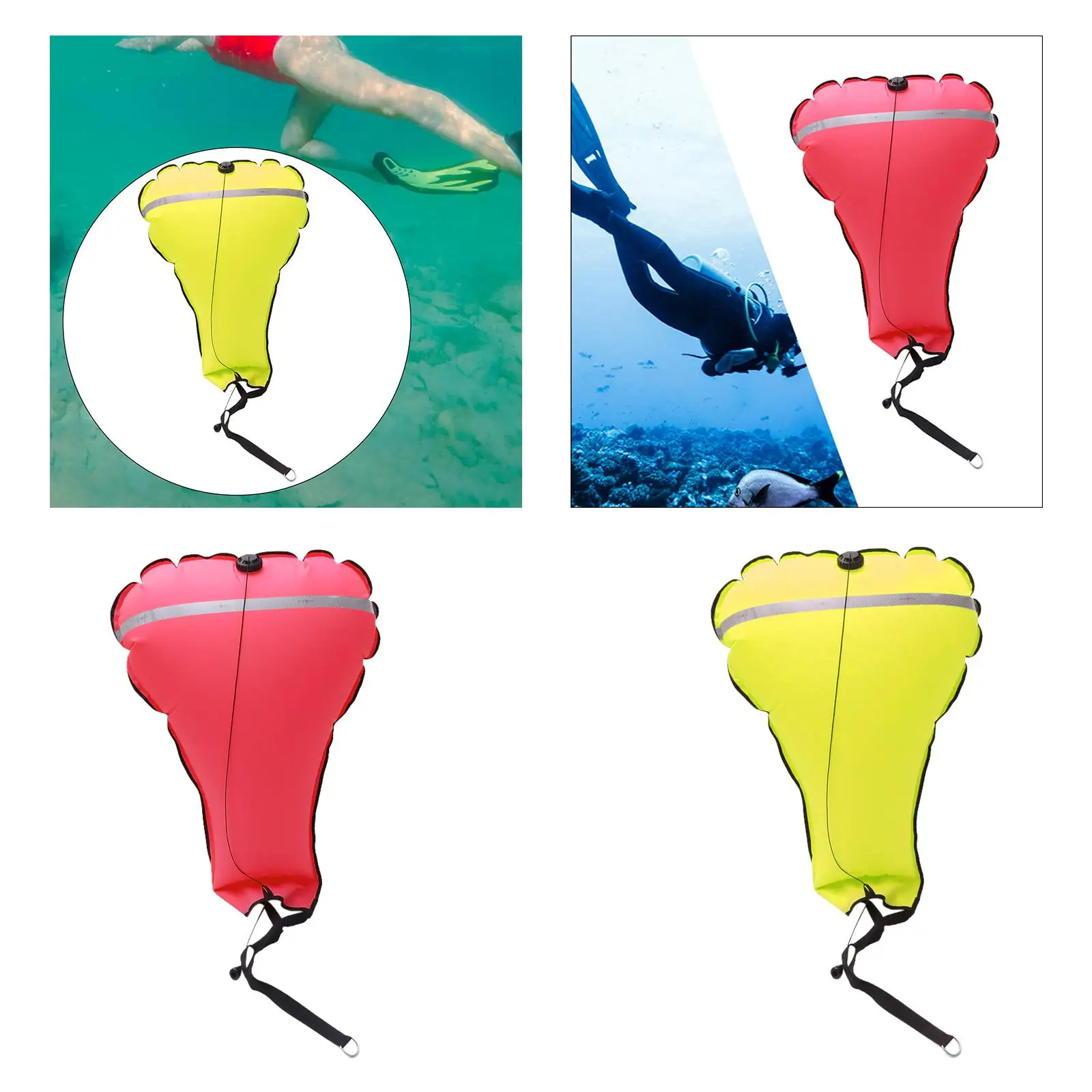 Scuba Diving Float Buoy Lift Bag 140lb Reflective Band Snorkeling High Visibility Salvage Lift Bag for Underwater Freediving