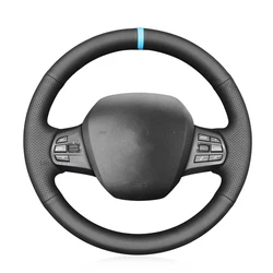 Black PU Faux Leather Hand-stitched Comfortable No-slip Soft Car Steering Wheel Cover Braids For BMW i3 2013-2022