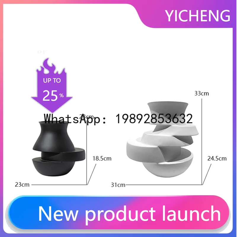 

A2 Abstract Geometric Black White Cascading Vase Resin Vases Artwork Decorations Flower Arrangement Accessories Home Decor