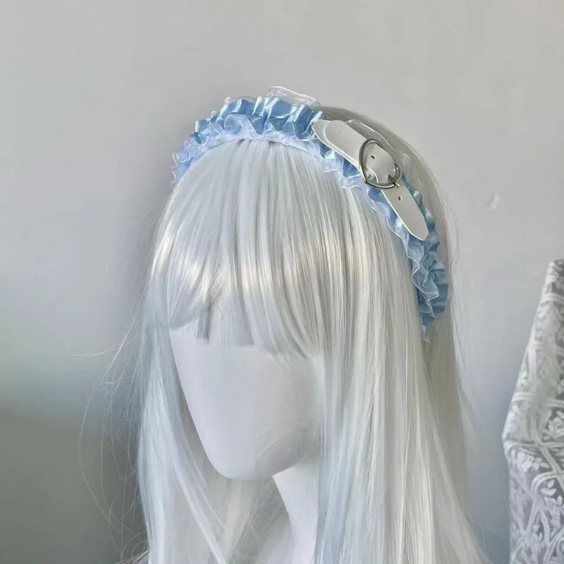 手作り女性のカワロリータヘッドバンド原宿 Y2K ファッションレースデザインヘッドバンド女性のコスプレゴスかわいい帽子アクセサリー