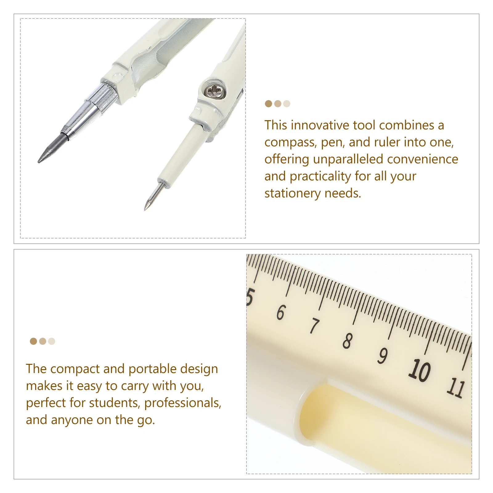 Dividing Line Compass Pen Ruler Set Student Draw Plastic Drawing College School Supplies