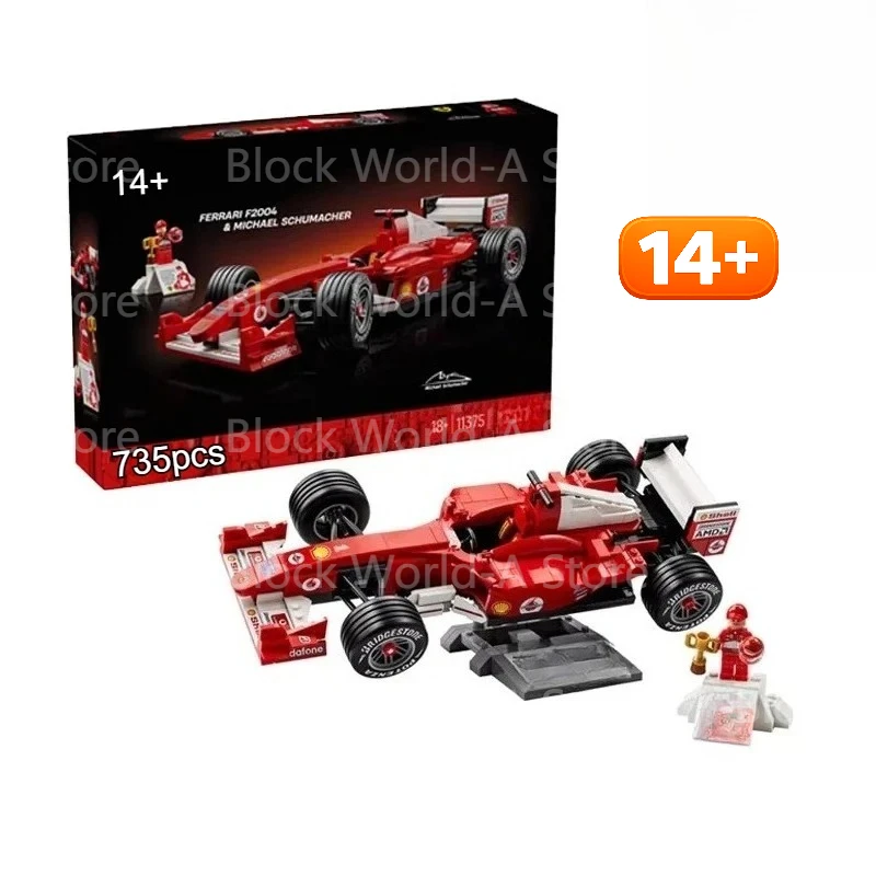 NOUVEAU 2026 – Blocs de construction de voiture de course F2004, 735 pièces, modèle de voiture de course de formule 1 mécanique à assembler (référence 11375)