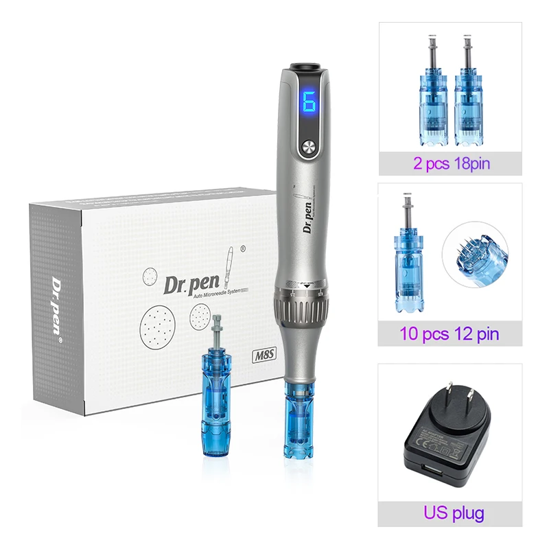 Dr. pen Ultima M8S Draadloze Professionele Derma Pen met 12-naald voor Haargroei Microneedle Therapie Anti Terugstroom Micro Pen