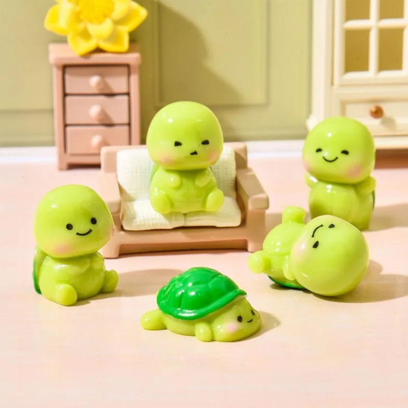 1Pcs Cartoon Mini Turtle Animal Miniatures Resin Ornaments Fairy Garden Decoration Moss Terrarium Micro Landscape