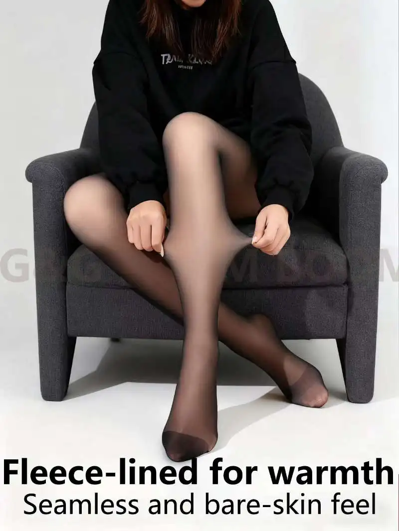 سراويل ضيقة شبه شفافة عالية الخصر وقابلة للتمدد للغاية، لباس ضيق دافئ لخريف وشتاء - مناسبة للاحتفالات والرياضة والعمل