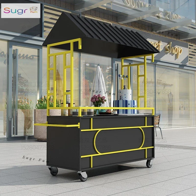 

Wrought iron outdoor float movable market stall car night market stall car square display car Internet celebrity cart promotion