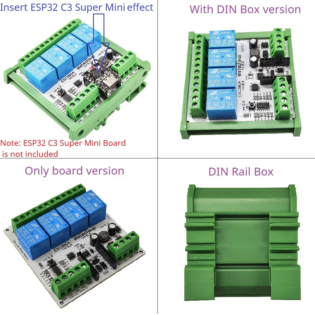 DC 9V 12V 24V 4AI-4DO 0-10V Analog Input ESP32 C3 Super Mini RS485 Relay Expansion Board Smart Home IOT Simple PLC