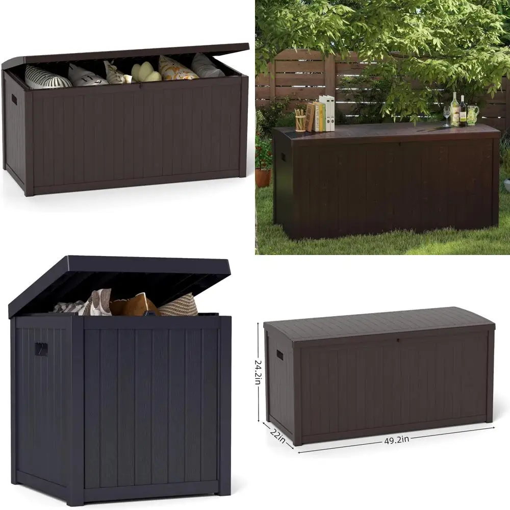 

Waterproof Outdoor Storage Box 120 Gallon, Deck Bin for Patio Cushions and Gardening Tools, Durable Resin Container for Indoor a