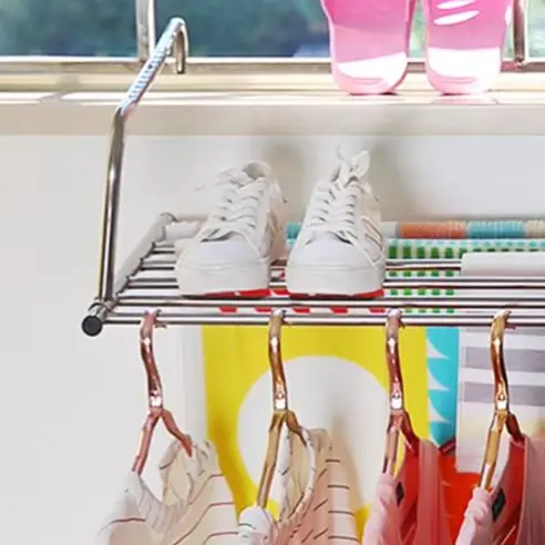 

Stainless Steel Folding Clothes Drying Rack 40 Cm, Space-Saving Radiator Or Windowsill Installation For Towels, Garments, Shoes