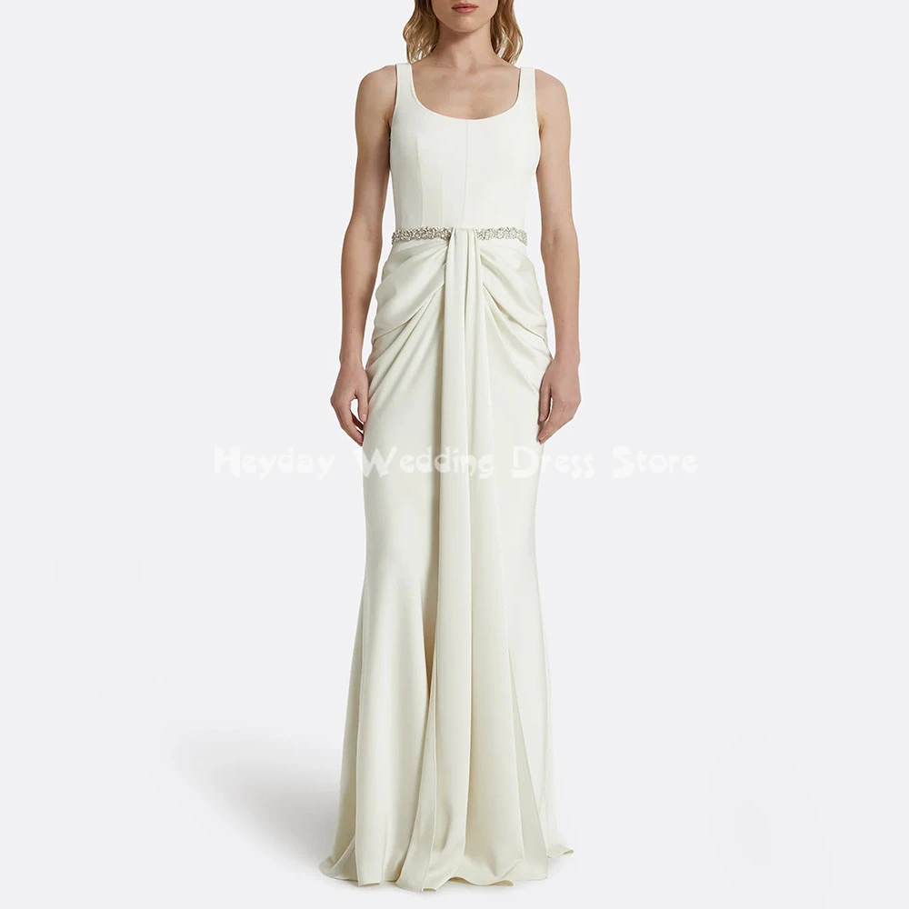

Heyday Customized Women's Mermaid O-neck Pleats Beaded Evening Dresses With Sleeveless Floor-Length Formal Elegant Dresses 2025