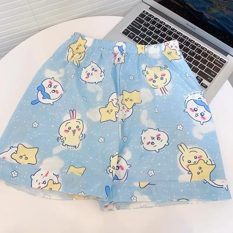 

2024 New Sanrio Chiikawa Pajamas Shorts Japan Style Kawaii Anime Printed Loose Shorts Harajuku Plus Size Home Shorts For Women