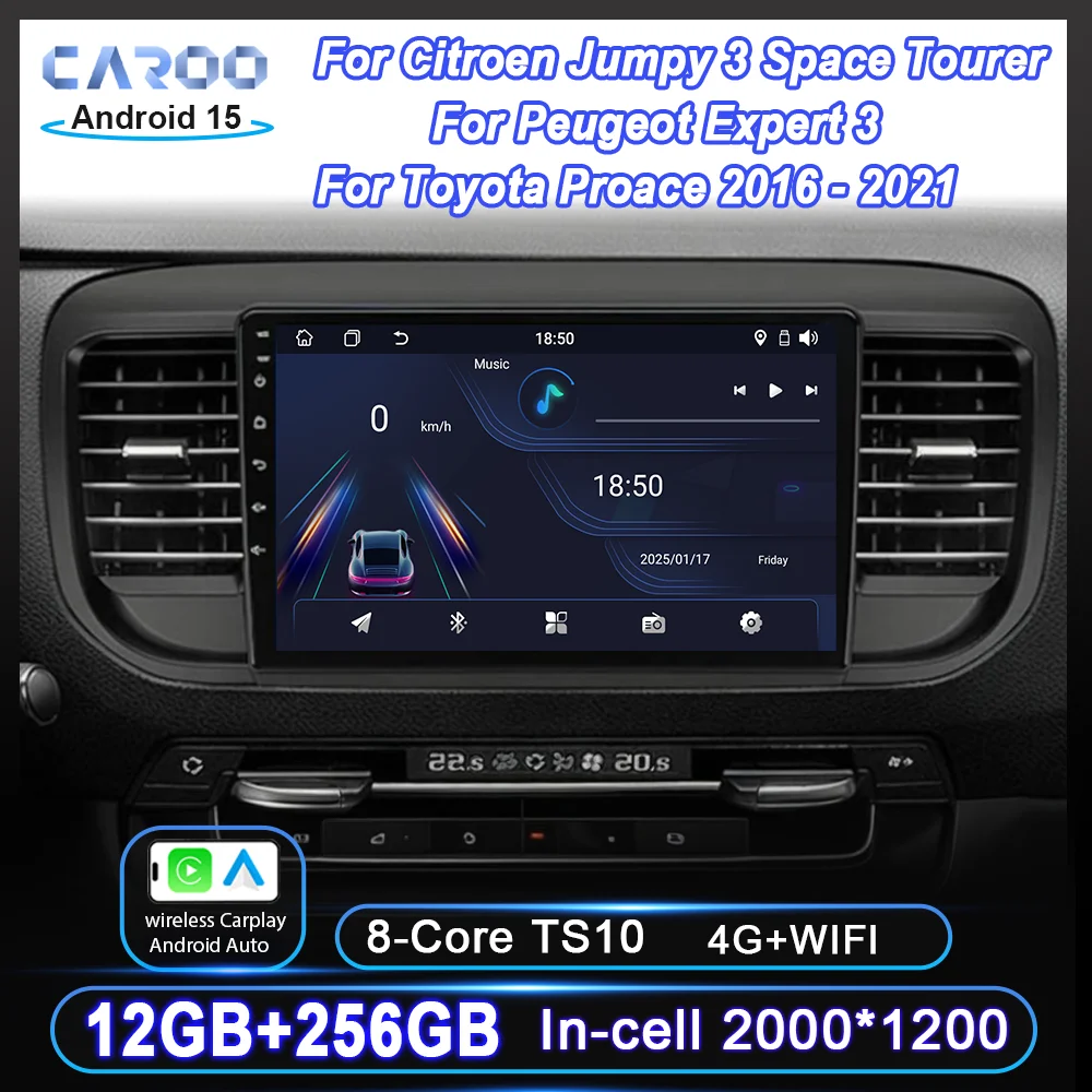 Rádio estéreo do carro para citroen jumpy 3 spacetourer para peugeot expert 3 para toyota proace 2016 - 2021 auto multimidia player wifi