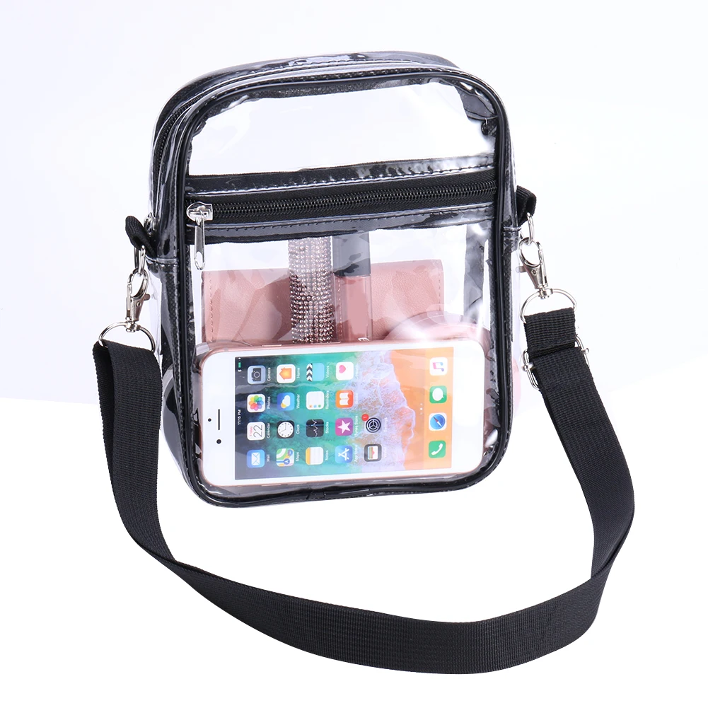 

Transparent TPU Handbag Small Square Shoulder Messenger Bag Clear Stadium Approved Travel Casual for Concerts Sports Beach Purse