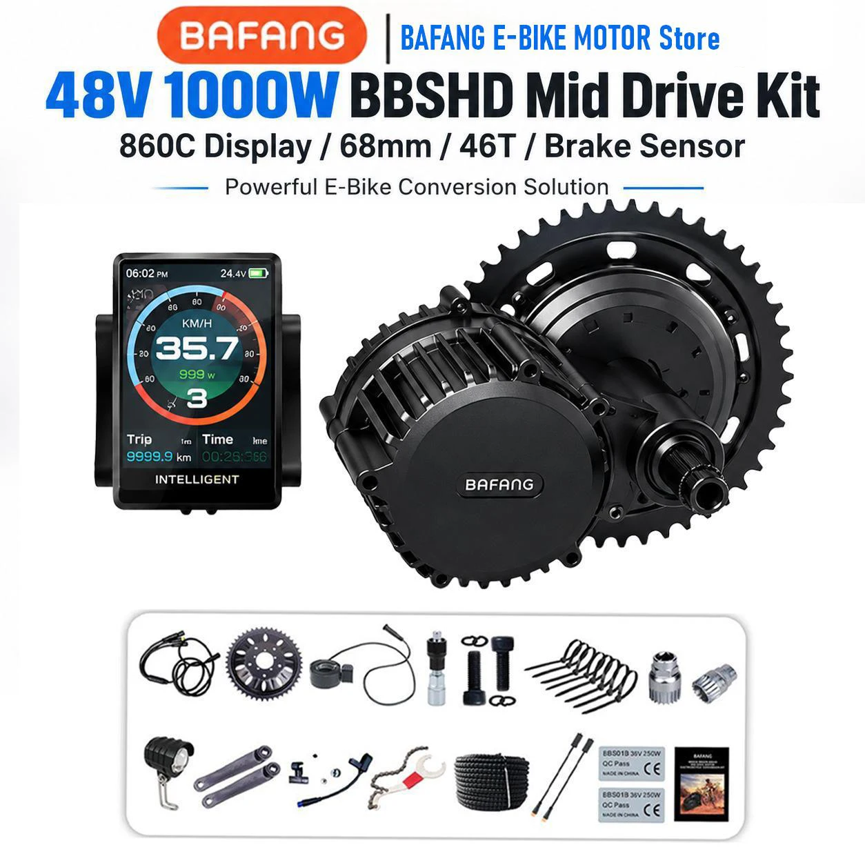 Bafang Bbshd 1000W Conversion Kit - BAFANG 48V 1000W BBSHD Mittelmotor-Kit 68mm