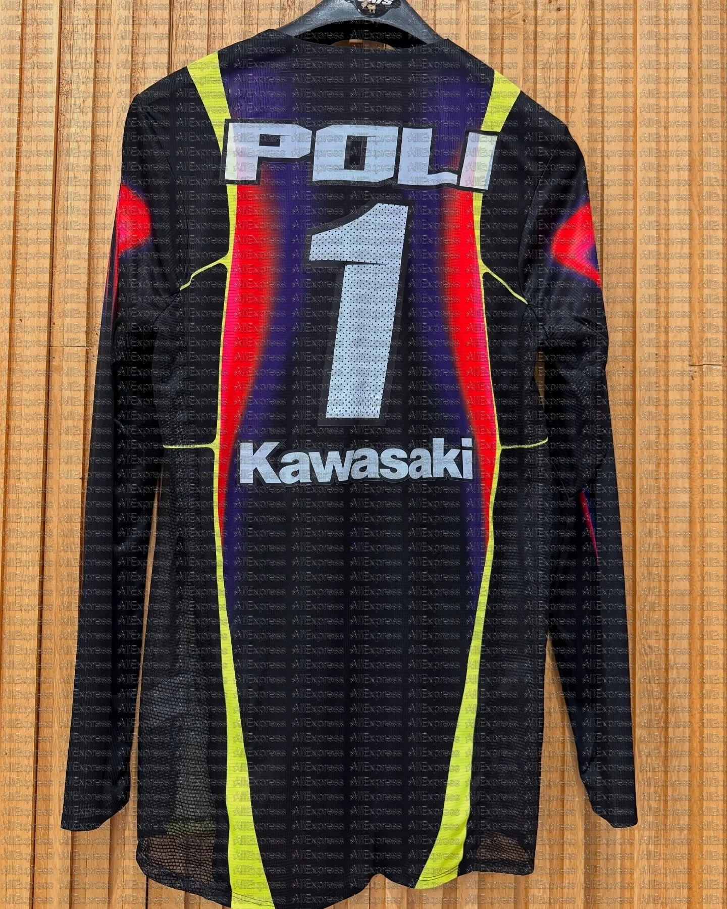 

Summer Men's Long Sleeve round Neck T-Shirt Kawasaki #1 POLI Motorcycle Print Breathable Quick Dry Comfortable Sports Top