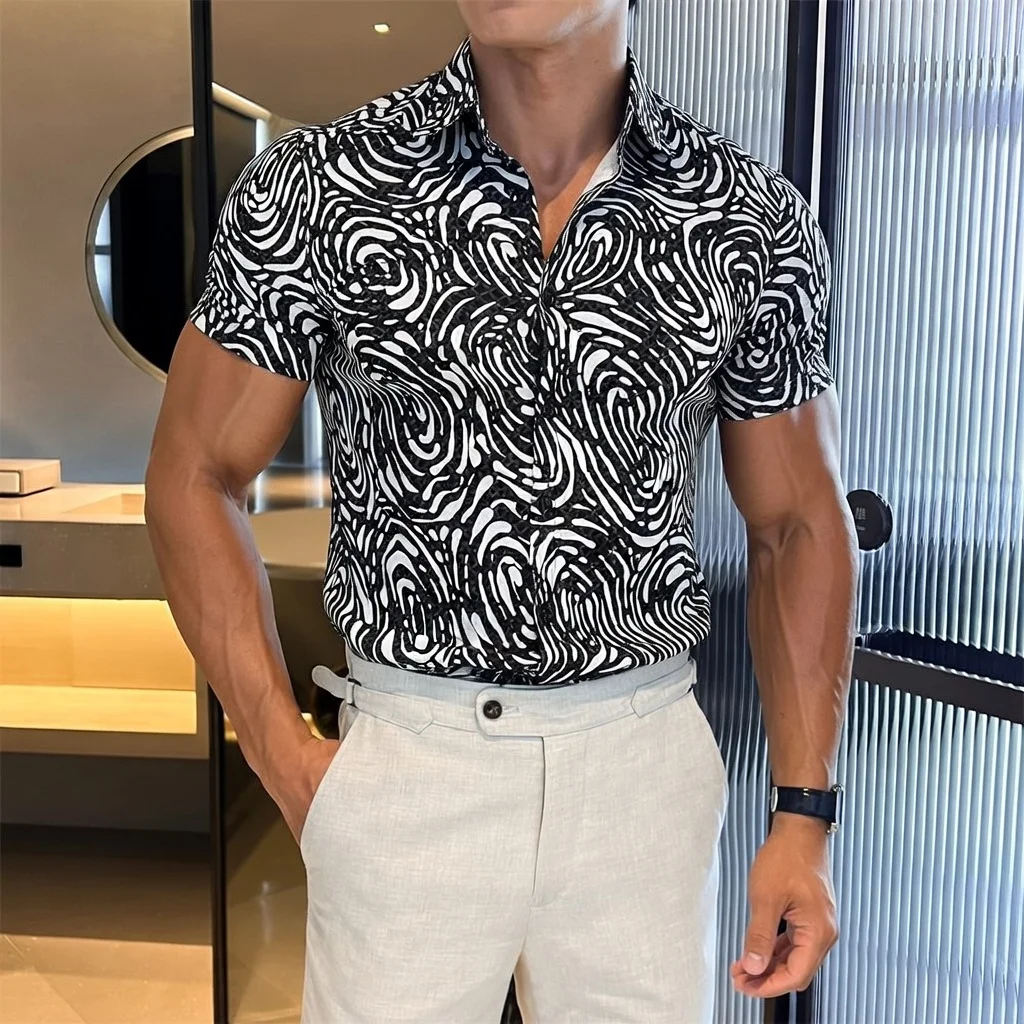 

Fashion Business 3D Printed Man Shirts Summer Short Sleeve Button Up Men's Casual Shirt Plus Size Beach Men Hawaiian Shirt